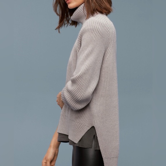 Aritzia Wilfred Free Lin Ribbed Wool Turtleneck High-Low Sweater Small - Picture 11 of 11